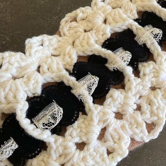 Handmade cashmere lined chunky knit winter ear warmer headband one of a kind - Picture 6 of 12